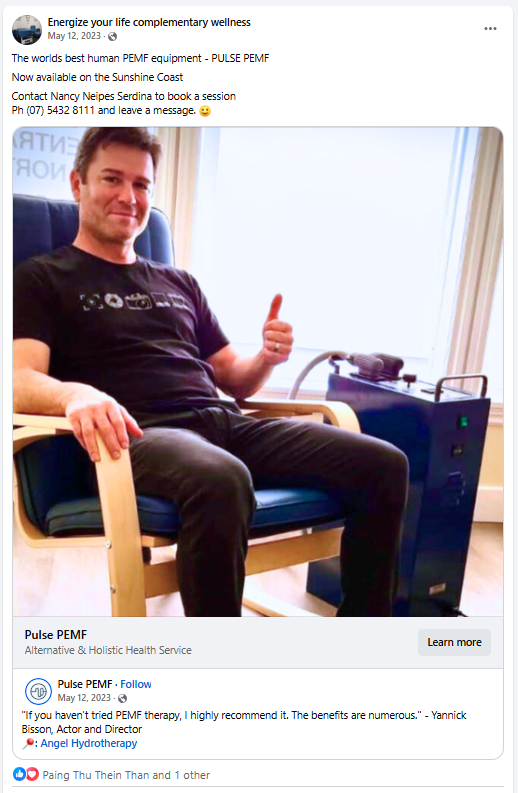 The worlds best human PEMF equipment - PULSE PEMF Now available on the Sunshine Coast Contact Nancy Neipes Serdina to book a session